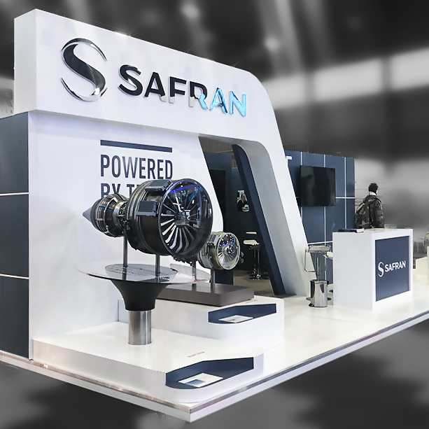 Safran exhibition stand and motors during Africa Aerospace & Defense 2018 2